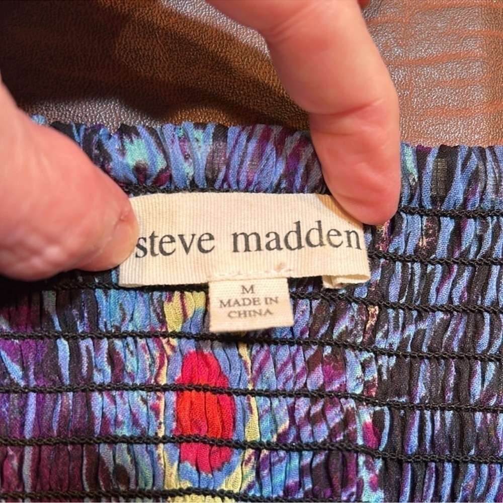 STEVE MADDEN Vibrant Peacock Print Strapless Dress Size M - Picture 5 of 7